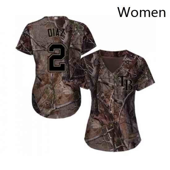Womens Tampa Bay Rays 2 Yandy Diaz Authentic Camo Realtree Collection Flex Base Baseball Jersey